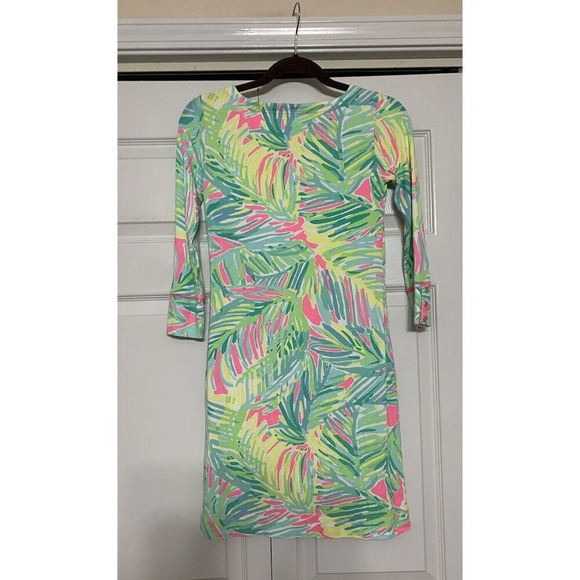 Lilly Pulitzer UPF 50 Tropical Storm Pink Green Palm Print Sophie Dress XXS - Picture 9 of 10
